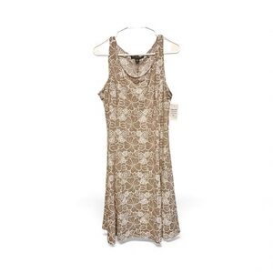 NWT Perceptions Tan and White Floral Midi Dress PXL
